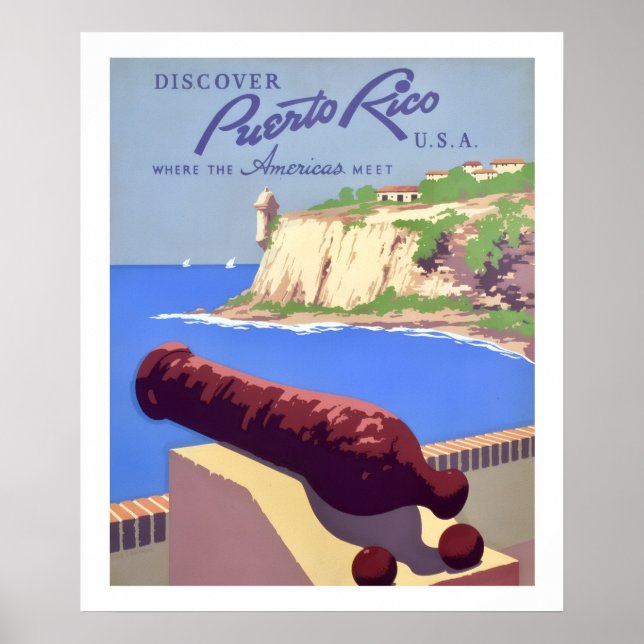 Puerto Rico gammalt resepostertryck Poster (Framsidan)