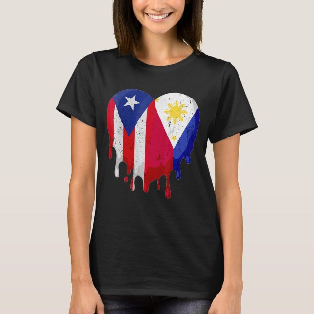 Puerto Rico Greece Flagga Heart Citizen Grown Patr T Shirt (Framsida)