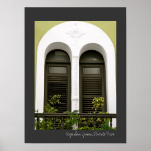 Puerto Rico grön spansk arkitektur Windows Poster