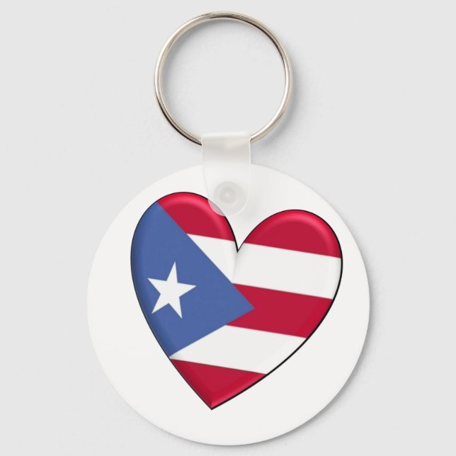 Puerto Rico Heart Flagga Nyckelring (Framsida)