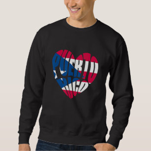 Puerto Rico Heart Flagga Puerto Rican Boriquen Her Lång Ärmad Tröja
