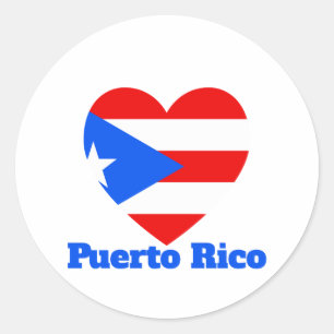 Puerto Rico Heart Flagga Runt Klistermärke