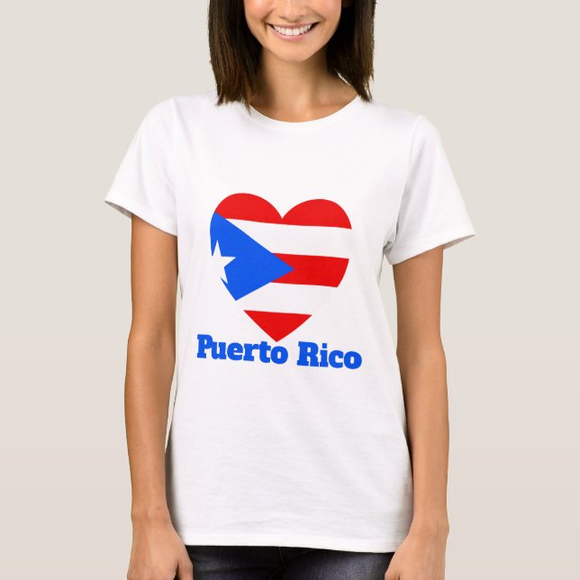 Puerto Rico Heart Flagga T Shirt (Framsida)