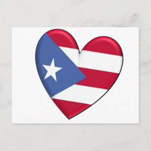Puerto Rico Heart Flagga Vykort