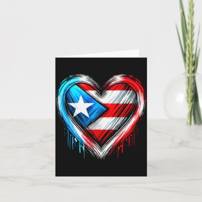Puerto Rico Heart Puerto Rican Flag  Kort (Framsida)