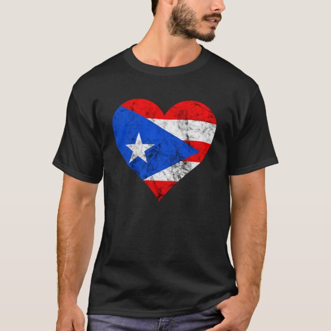Puerto Rico Heart Puerto Ricaner Puertorro Flagga  T Shirt (Framsida)