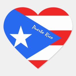Puerto Rico Hjärta, patriotisk Puerto Rico-flagga Hjärtformat Klistermärke