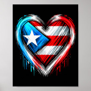 Puerto Rico Hjärta Puerto Ricansk Flagga Poster