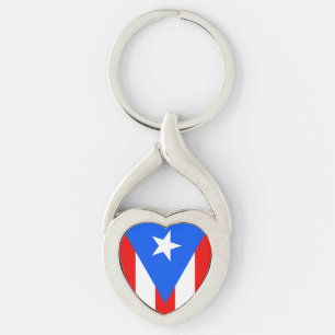 Puerto Rico-hjärtnyckelring Twisted Heart Silverfärgad Nyckelring