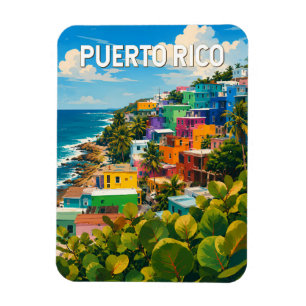 Puerto Rico Illustration Resa Konst Vintage Magnet