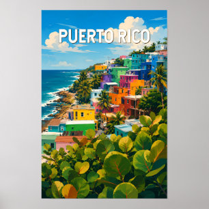 Puerto Rico Illustration Resa Konst Vintage Poster