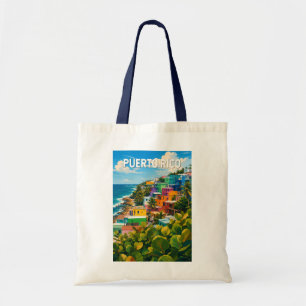 Puerto Rico Illustration Resa Konst Vintage Tygkasse