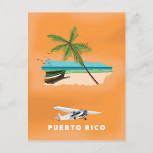 Puerto Rico illustrerade reseaffischen i karta. Vykort