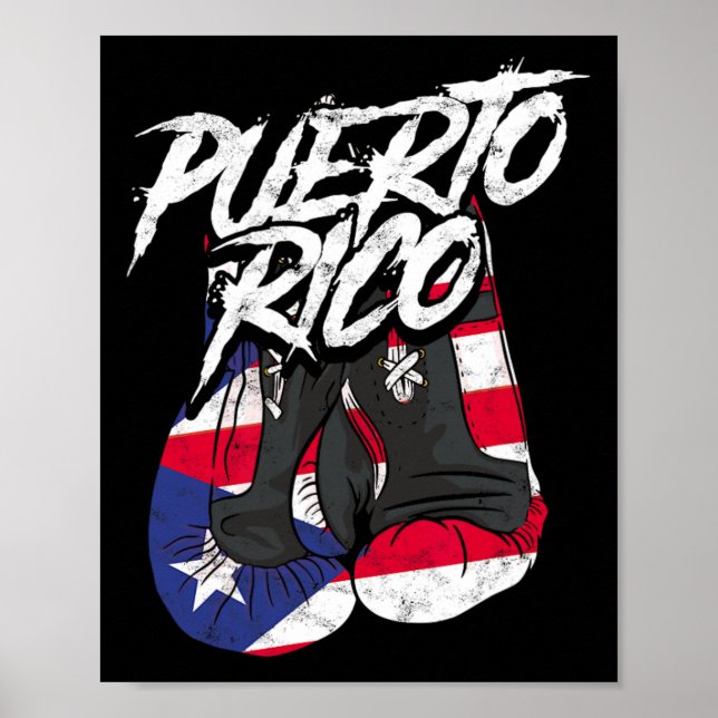 Puerto Rico in Boxing Glove - Hispanic Boxing Fig Poster (Framsidan)