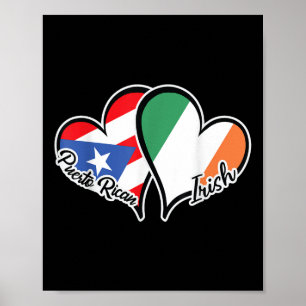 Puerto Rico Ireland Flagga halv Puerto Rican halv Poster