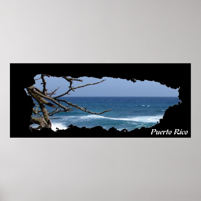 Puerto Rico Island Karta Beach Poster (Framsidan)