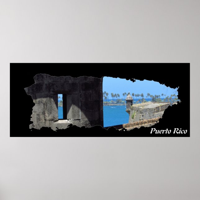 Puerto Rico Island Karta El Morro Poster (Framsidan)