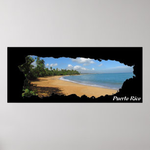 Puerto Rico Island Karta Luquillo Beach Poster