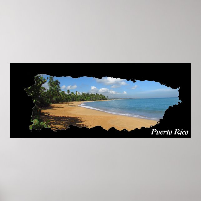 Puerto Rico Island Karta Luquillo Beach Poster (Framsidan)
