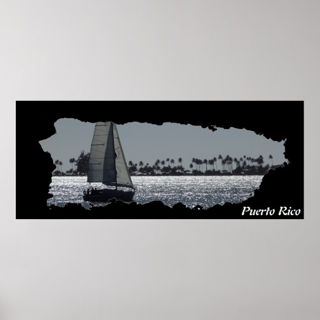 Puerto Rico Island Karta Sailing Poster (Framsidan)