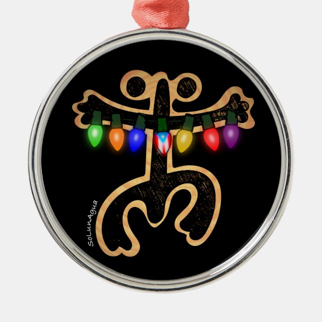 Puerto Rico Julafton Coqui Taino Symbol Boricua Fl Julgransprydnad Metall (Framsidan)