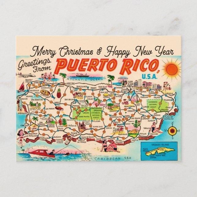 Puerto Rico julhälsnings vykort (Framsida)