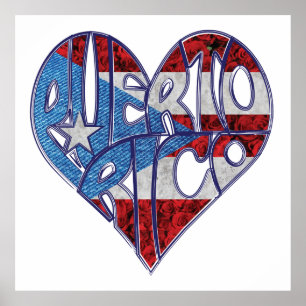 Puerto Rico Kärlek Flagga Poster