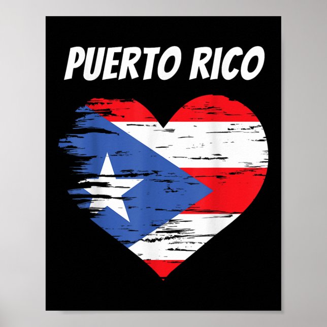 Puerto Rico Kärlek Heart Flagga Gift Puerto Rican  Poster (Framsidan)