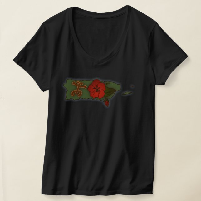Puerto Rico Karta Boricua Coqui Taino Flower T-Shi T Shirt (Laydown)
