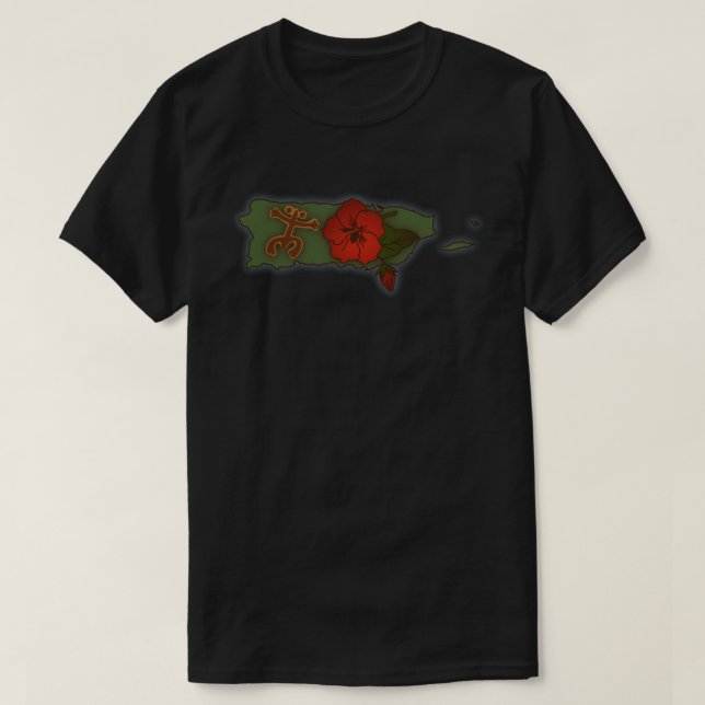 Puerto Rico Karta Boricua Coqui Taino Flower T-Shi T Shirt (Design framsida)