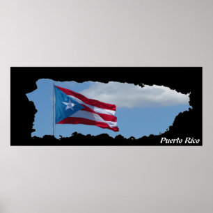 Puerto Rico Karta Flagga Poster