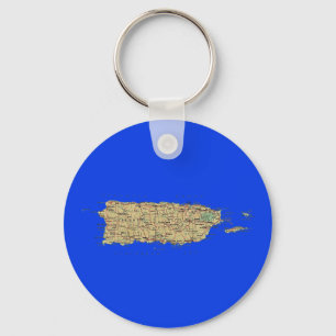Puerto Rico karta Keychain Nyckelring