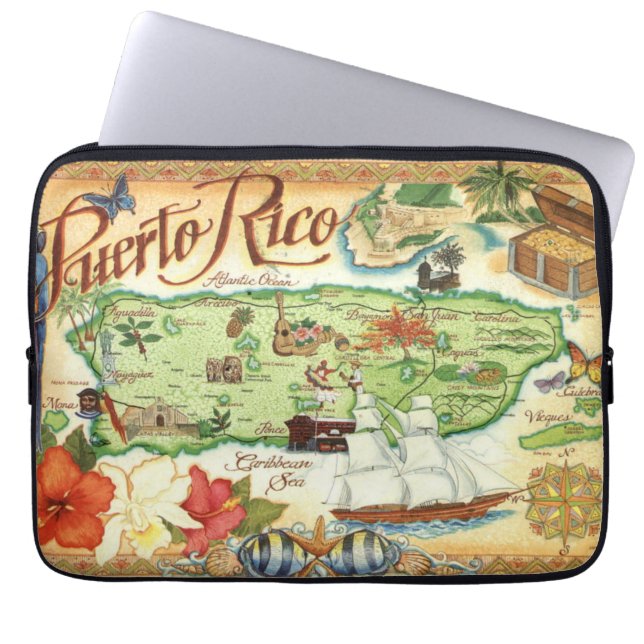 Puerto Rico Karta Laptop Fodral (Framsidan)