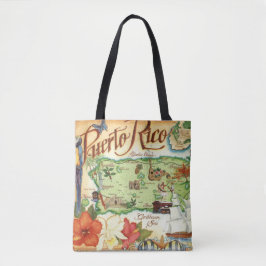 Puerto Rico Karta Shoulder Tote Tygkasse
