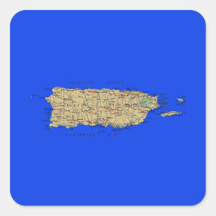 Puerto Rico kartaklistermärke Fyrkantigt Klistermärke