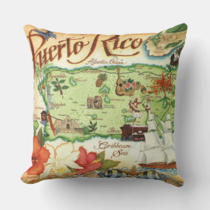 Puerto Rico Kartkastduk Kudde