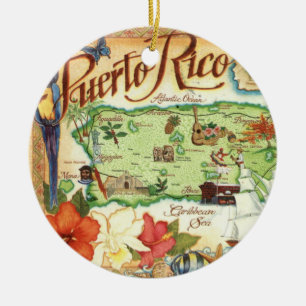 Puerto Rico kartprydnad Julgransprydnad Keramik