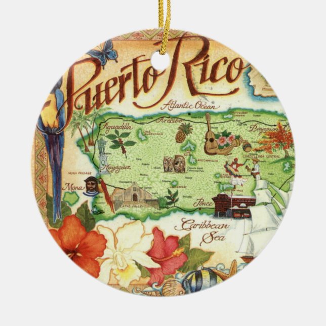 Puerto Rico kartprydnad Julgransprydnad Keramik (Framsidan)