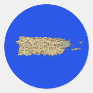 Puerto Rico Kartsticker Runt Klistermärke