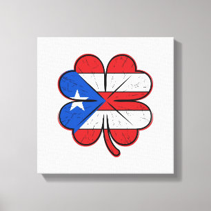 Puerto Rico Klöver Flagga Vintage Gravyr Vektor D Canvastryck