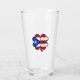 Puerto Rico Klöver Flagga Vintage Gravyr Vektor D Glaskopp