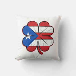 Puerto Rico Klöver Flagga Vintage Gravyr Vektor D Kudde