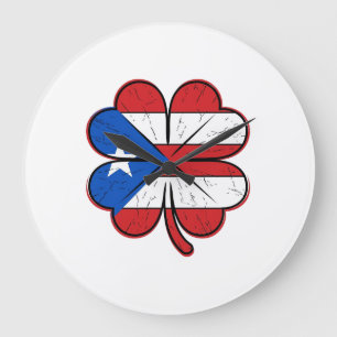 Puerto Rico Klöver Flagga Vintage Gravyr Vektor D Stor Klocka