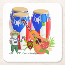 Puerto Rico-kulturell festdekoration - Pappersunde Underlägg Papper Kvadrat