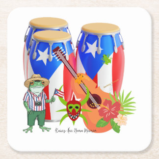 Puerto Rico-kulturell festdekoration - Pappersunde Underlägg Papper Kvadrat