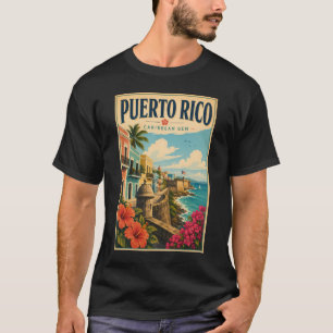 Puerto Rico kustillustration resekonst vintage T Shirt
