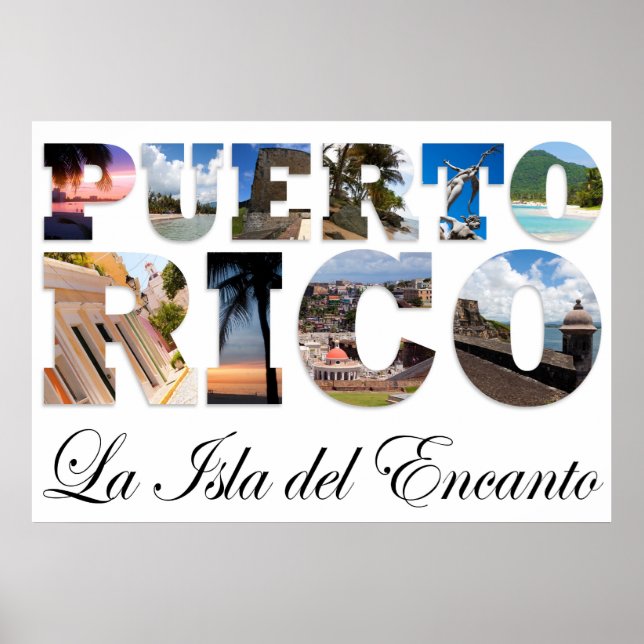Puerto Rico La Isla Del Encanto Collage Poster (Framsidan)