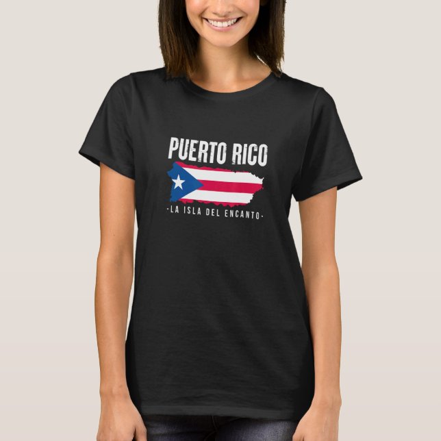 Puerto Rico La Isla del Encanto Puerto Rican Flagg T Shirt (Framsida)