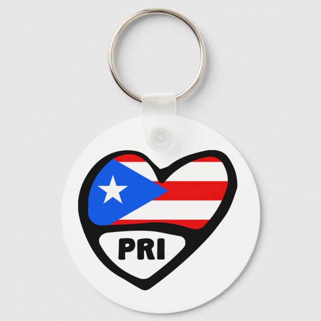 Puerto Rico Land Code Flagga Heart Nyckelring, PRI Nyckelring (Framsida)