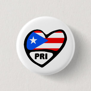 Puerto Rico Land Code Flagga Heart Pin Badge, PRI Knapp